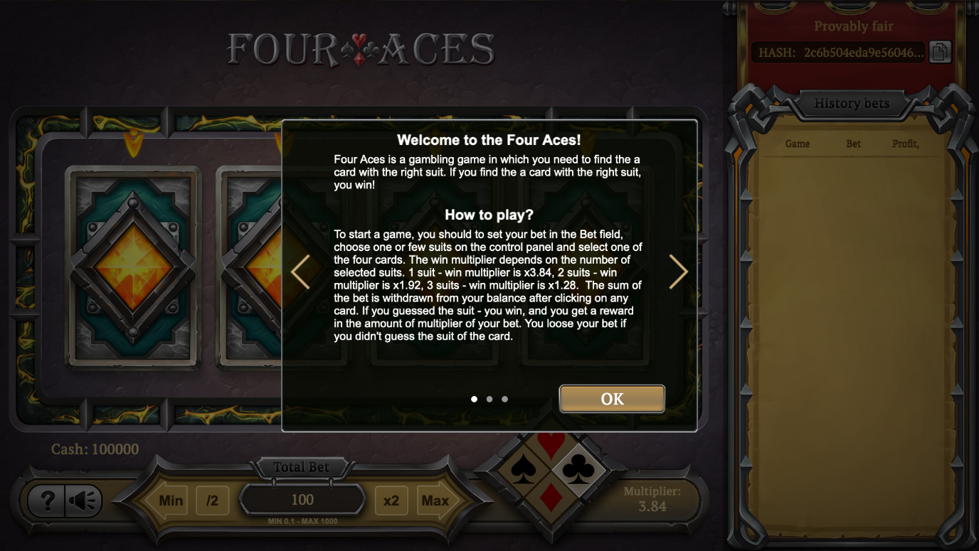 Game Four Aces — Evoplay. Play for free